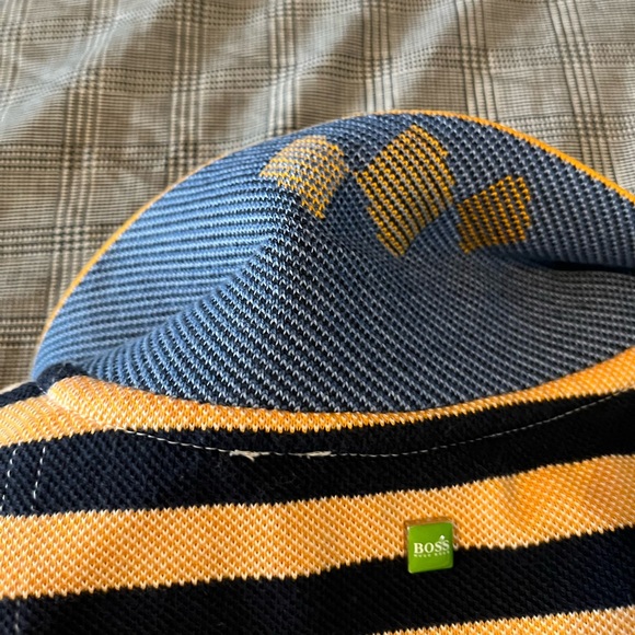 Hugo Boss Polo Shirt - Large - Orange & Blue stripes - GUC - Picture 7 of 7